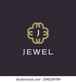 Premium monogram letter J initials logo. Universal symbol icon design. Luxury abc ornament logotype.
