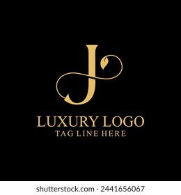 Logotipo Premium de las iniciales de la letra J monograma.  Icono de símbolo Diseño vectorial. Logotipo de hoja de lujo.