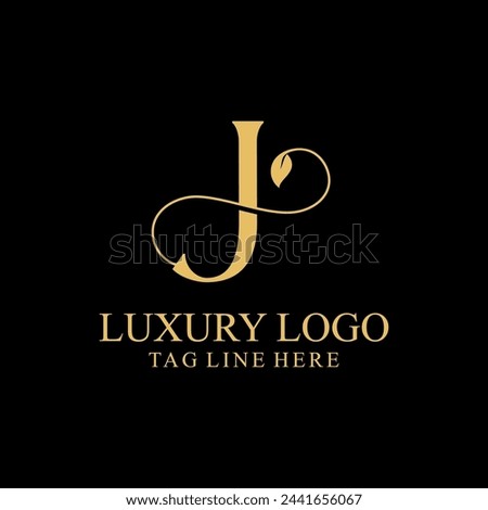 Premium Monogram Letter J Initials Logo.  Symbol Icon Vector Design. Luxury Leaf Logotype.