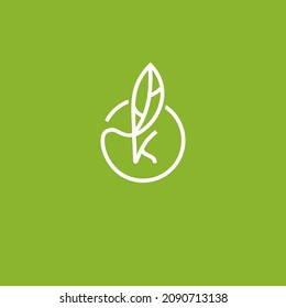 Premium monogram letter K initials logo. Universal symbol icon vector design. Luxury K leaf logotype.