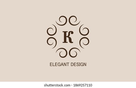 Monograma premium con la letra K. Logo con el inicial. Diseño de vectores de iconos de símbolo universal.