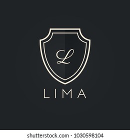 Premium monogram letter L initials ornate signature logotype. Elegant crest logo icon vector design. Luxury shield sign Logo template