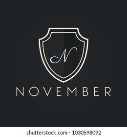 Premium monogram letter N initials ornate signature logotype. Elegant crest logo icon vector design. Luxury shield sign Logo template