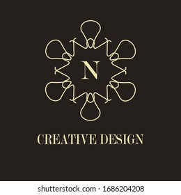 Logotipo de las iniciales N de la letra monograma Premium. Diseño vectorial de icono de símbolo universal.
