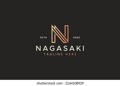 Premium Monogram Letter N Logo Business and Company. Classic Luxury Style Outline Brand Identity.