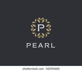 Premium monogram letter P initials logo. Universal symbol icon vector design. Luxury abc leaf logotype.