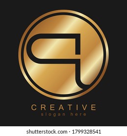 Logotipo de las iniciales Q de la letra monograma premium. Diseño de vectores de iconos de símbolo universal. Oro de lujo de color lootipo