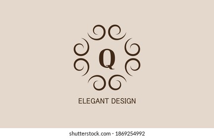 Monograma premium con la letra Q. Logo con el inicial. Diseño de vectores de iconos de símbolo universal.