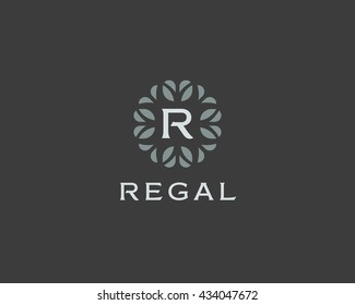 Premium monogram letter R initials logo. Universal symbol icon vector design. Luxury abc leaf logotype.