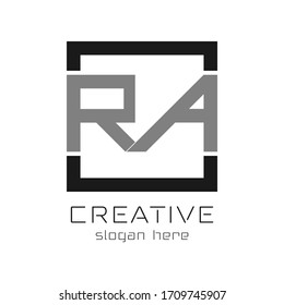 Premium monogram letter RA initials with square icon logo vector. Universal symbol icon vector design