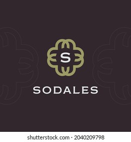 Logotipo de las iniciales S de la letra monograma premium. Diseño de icono de símbolo universal. Logotipo de adorno abc de lujo.