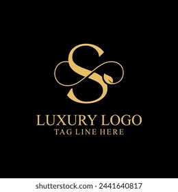 Logotipo de las iniciales Monogram S Premium.  Icono de símbolo Diseño vectorial. Logotipo de hoja de lujo.