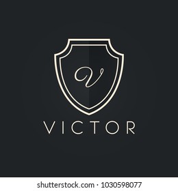 Premium monogram letter V initials ornate signature logotype. Elegant crest logo icon vector design. Luxury shield sign Logo template