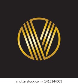 premium monogram letter v initials.elegant logo line initials-vector