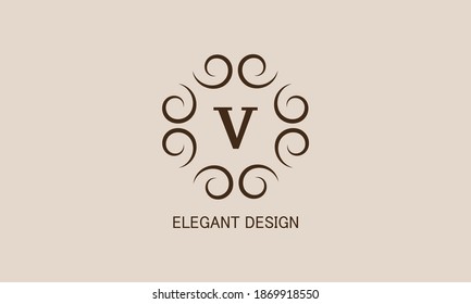 Monograma premium con la letra V. Logotipo con el inicial. Diseño de vectores de iconos de símbolo universal.