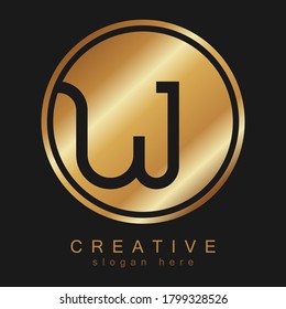 Premium monogram letter W initials logo. Universal symbol icon vector design. Luxury logotype colored gold