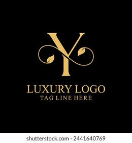 Premium Monogram Letter Y Initials Logo.  Symbol Icon Vector Design. Luxury Leaf Logotype.