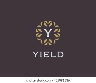 Premium monogram letter Y initials logo. Universal symbol icon vector design. Luxury abc leaf logotype.