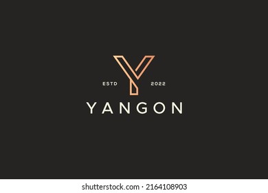 Premium Monogram Letter Y Logo Business and Company. Classic Luxury Style Outline Brand Identity.