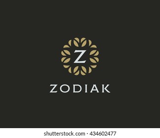 Premium monogram letter Z initials logo. Universal symbol icon vector design. Luxury abc leaf logotype.