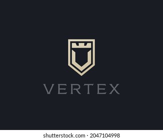 Logo de las iniciales de la letra portada V en monograma premium. Elegante logotipo vectorial de la corona.