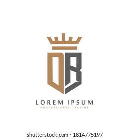 Premium OR Monogram of Two letters O&R. Elegant gold shield initials and crown geometric old retro graphic logo design. alphabet vector elements stock illustration.