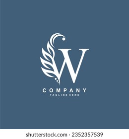 Diseño del logotipo de la letra inicial de primer nivel en monograma W con el logotipo de tipo de abc floral y de hoja de lujo. Icono W, ilustración de la naturaleza vintage moderna. adecuado para logotipos de belleza, negocios, empresa, marca, boutique 