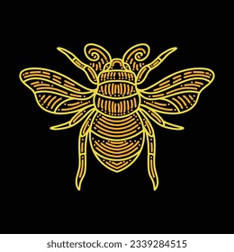 Premium Monoline Bee Vector Grafik Design Illustration Vintage Stil Linie Emblem Symbol und Symbol