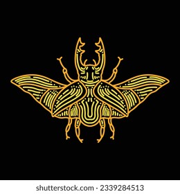 Premium Monoline Beetle Vector Graphic Design illustration Vintage style line Emblem Symbol and Icon