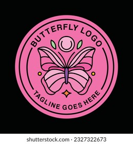 Premium Monoline Butterfly Logo Design Emblem Vector illustration animal badge symbol icon