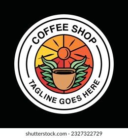 Premium Monoline Coffee Logo Design Emblem Vector illustration Drink badge symbol icon