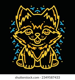 Premium Monoline Colorful Cute Dog Vector Graphic Design illustration Vintage style Emblem Symbol and Icon