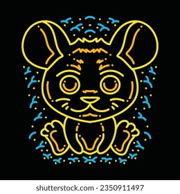 Premium Monoline Colorful Cute Mouse Vector Graphic Design illustration Vintage style Emblem Symbol and Icon