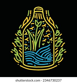 Premium Monoline Colorful Flower Vector Graphic Design illustration Vintage style Emblem Symbol and Icon