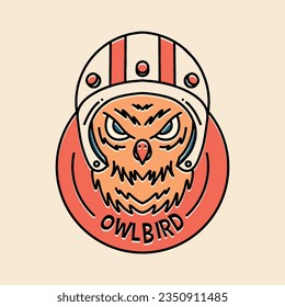 Premium Monoline Colorful Owl Vector Graphic Design illustration Vintage style Emblem Symbol and Icon
