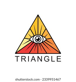 Ilustración de diseño de pantalla de color de triángulo ocular de monolina premium Emblema de estilo vintage Símbolo e icono