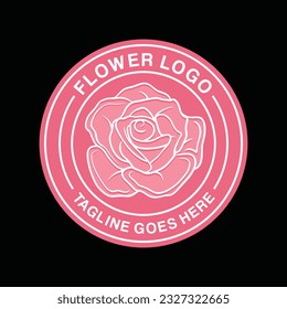 Premium Monoline Flower Logo Design Emblem Vector illustration Boutique badge symbol icon