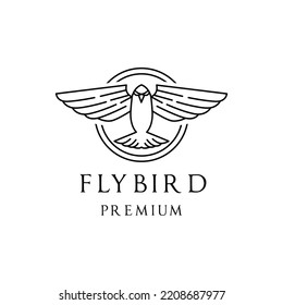Premium Monoline Fly Bird Logo Vector, minimalism animal Symbol and icon, creative mascot Design Company