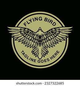 Logo Premium Monoline Fly Bird Diseño Emblem Ilustración vectorial símbolo de insignia animal
