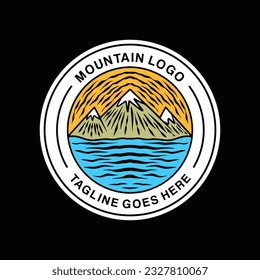 Premium Monoline Mountain Colorful Logo Design Emblem Vector illustration Adventure badge symbol icon