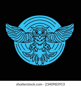 Premium Monoline Owl Bird Vector Graphic Design illustration Vintage style Emblem Symbol and Icon