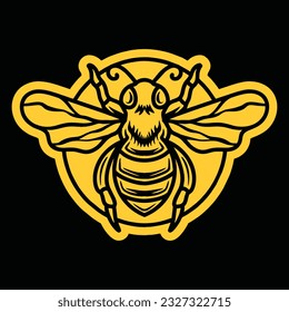 Premium Monoline Queen Bee Logo Design Emblem Vector illustration animal badge symbol icon