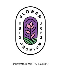 Premium Monoline Rose Flower Logo Design Emblem Vector illustration beauty floral badge symbol icon