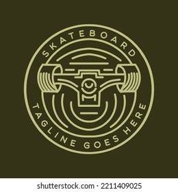 Premium Monoline skateboard illustration Vector, skater badge, creative emblem Design For T-shirt Design apparel
