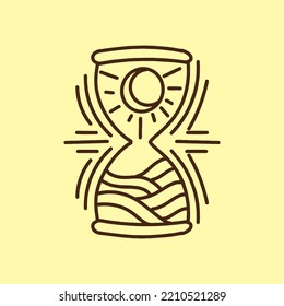 Vector con logotipo de arena y tiempo de Monolina Premium, símbolo e icono del océano, emblema creativo Empresa de diseño para empresas