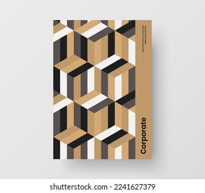 Premium mosaic hexagons booklet concept. Simple pamphlet design vector layout.