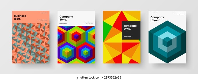 Paquete de plantilla de folletos hexagonales de mosaico premium. Folleto fresco sobre el diseño de vectores A4.