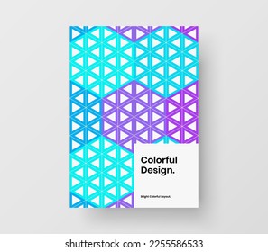 Premium mosaic hexagons company brochure template. Clean poster design vector illustration.