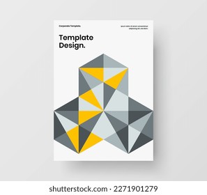Premium mosaic hexagons flyer layout. Creative postcard A4 design vector template.