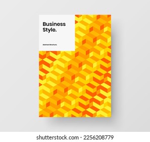 Premium mosaic hexagons journal cover layout. Creative poster A4 vector design template.